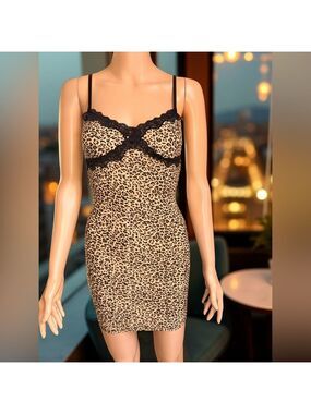 (3 for $12 item) SHEIN Leopard Print Lace Trim Cami Dress Size 2